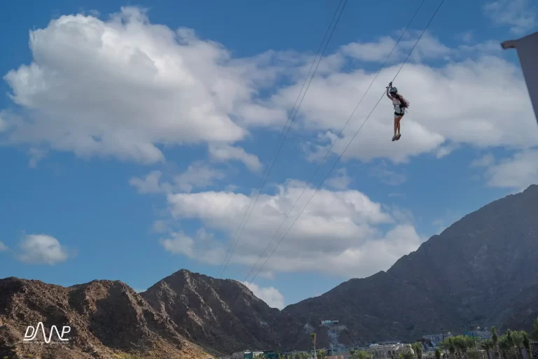 zip line activity in dibba mountain park